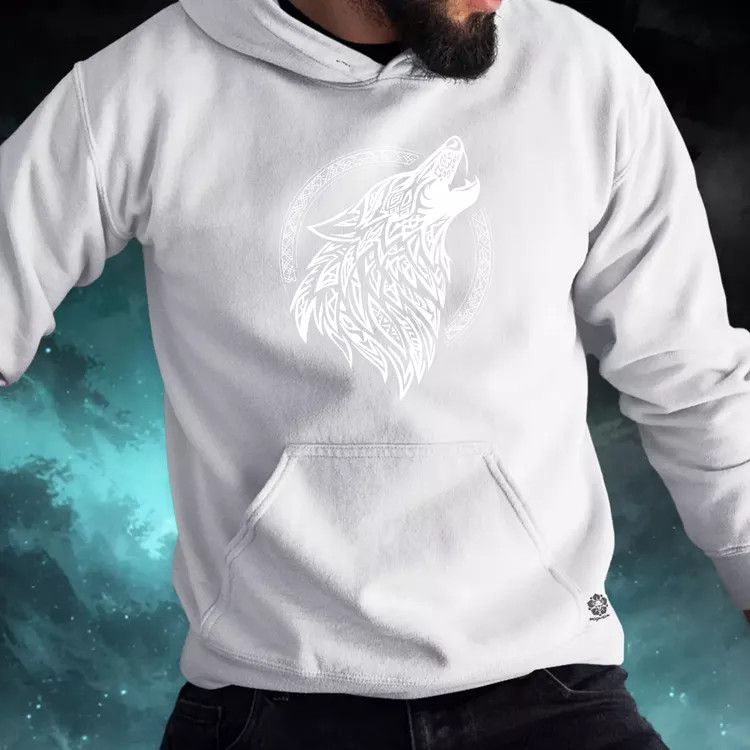 Rúna Fenrir fehér férfi pulóver