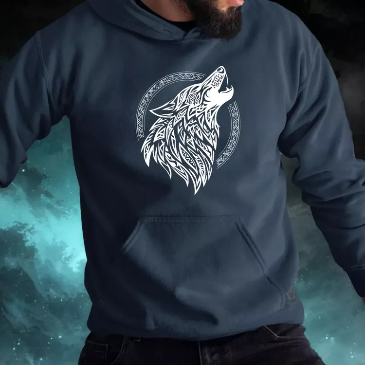 Rúna Fenrir fehér férfi pulóver