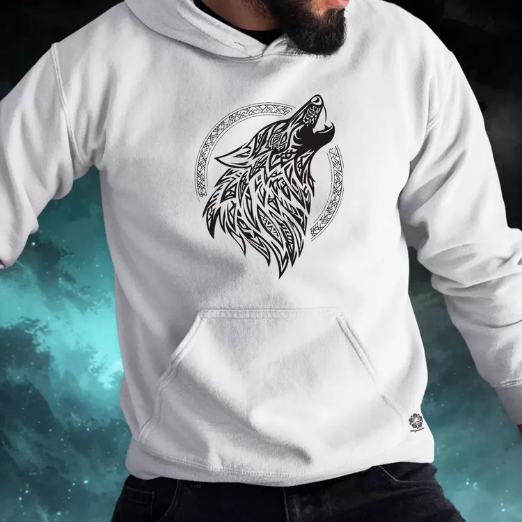 Rúna Fenrir fekete férfi pulóver