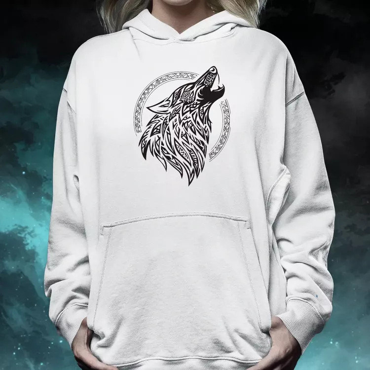 Rúna Fenrir fekete női pulóver