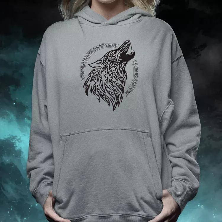 Rúna Fenrir fekete női pulóver