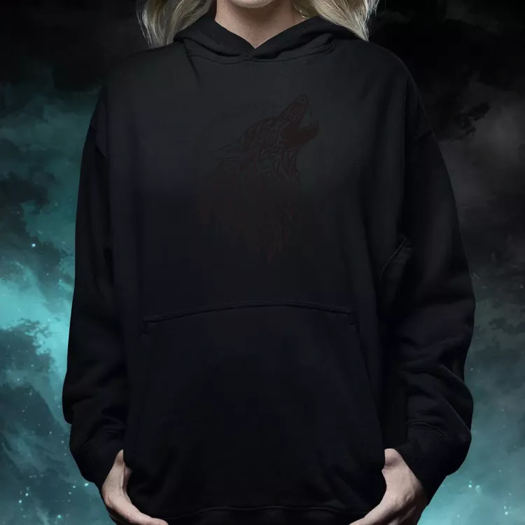 Rúna Fenrir fekete női pulóver
