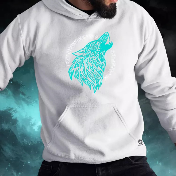 Rúna Fenrir türkiz férfi pulóver