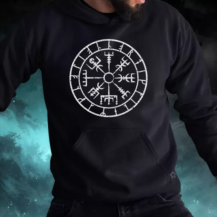Vegvísir fehér férfi pulóver