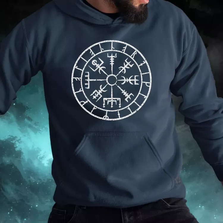 Vegvísir fehér férfi pulóver