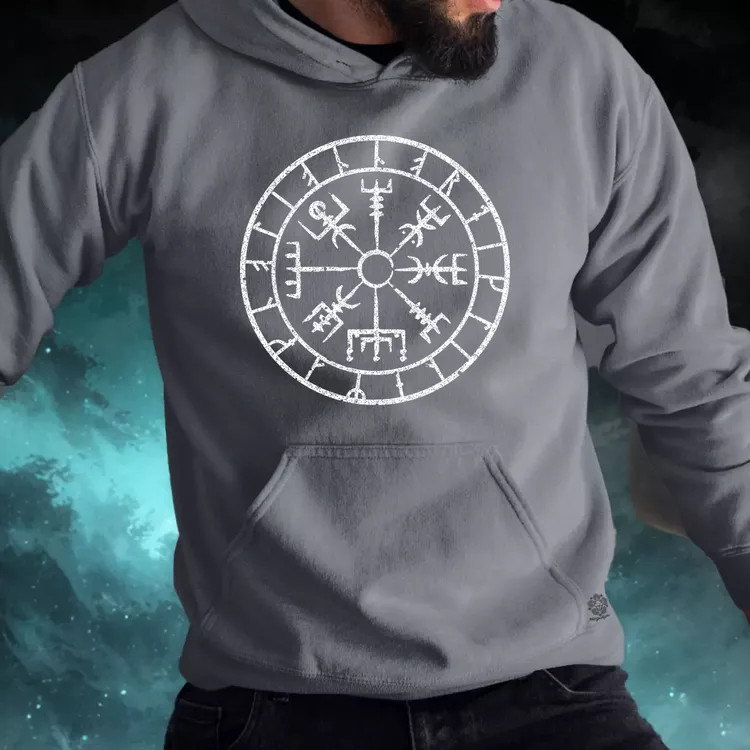 Vegvísir fehér férfi pulóver