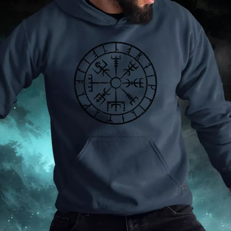 Vegvísir fekete férfi pulóver