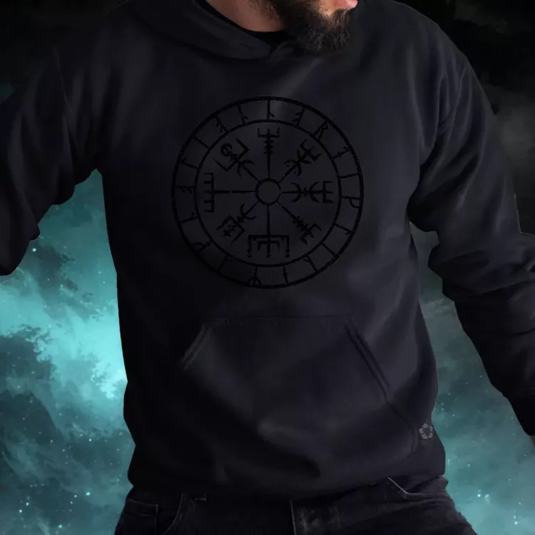 Vegvísir fekete férfi pulóver