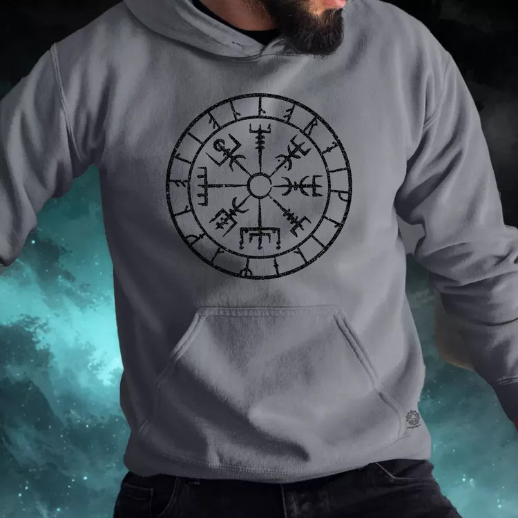 Vegvísir fekete férfi pulóver