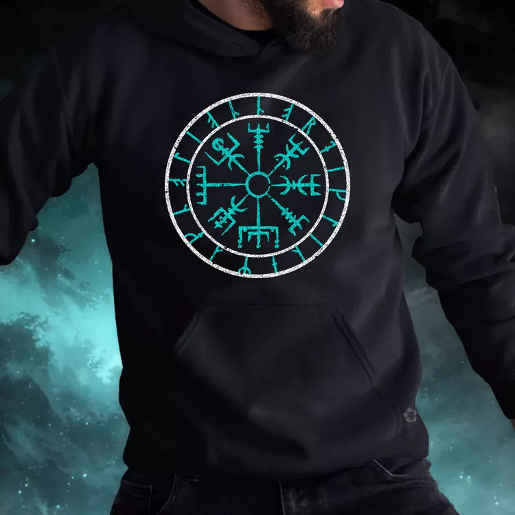 Vegvísir türkiz férfi pulóver