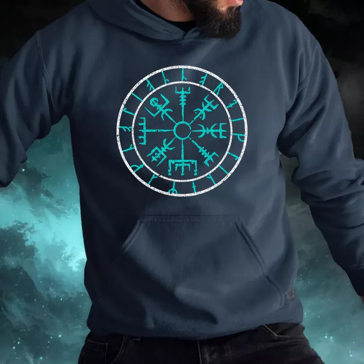 Vegvísir türkiz férfi pulóver