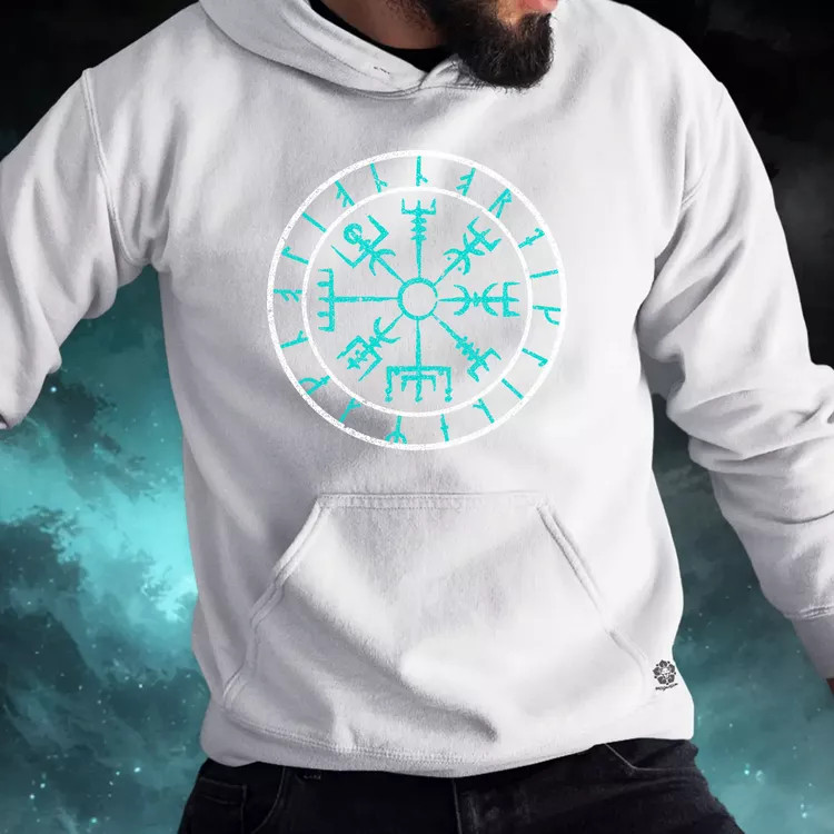 Vegvísir türkiz férfi pulóver
