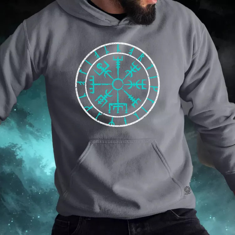 Vegvísir türkiz férfi pulóver