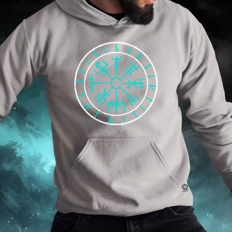 Vegvísir türkiz férfi pulóver