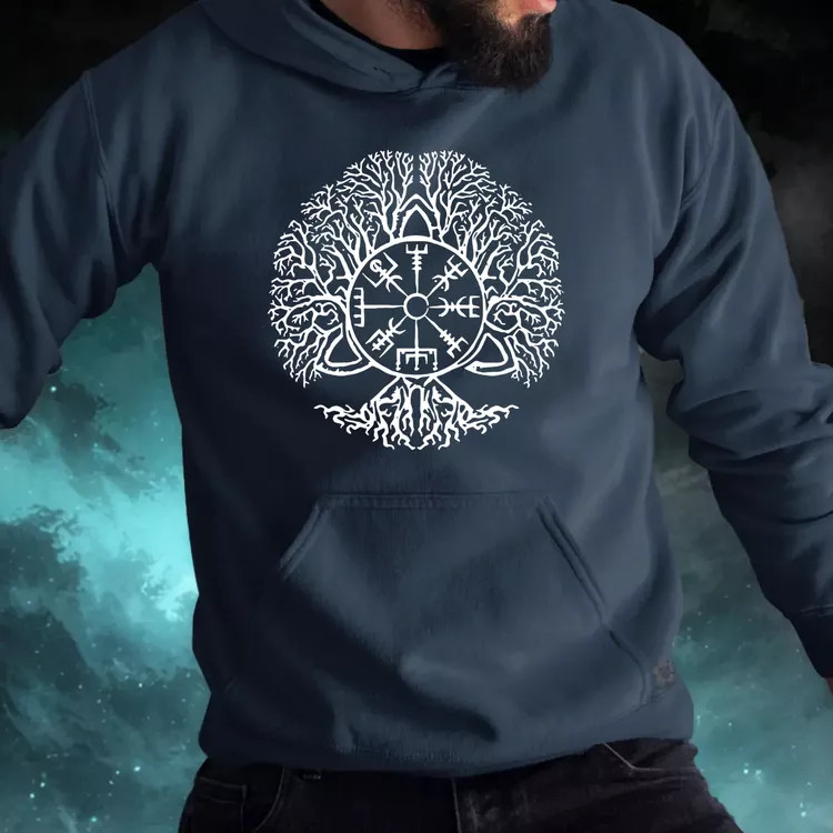 Vegvísir Yggdrasil férfi pulóver