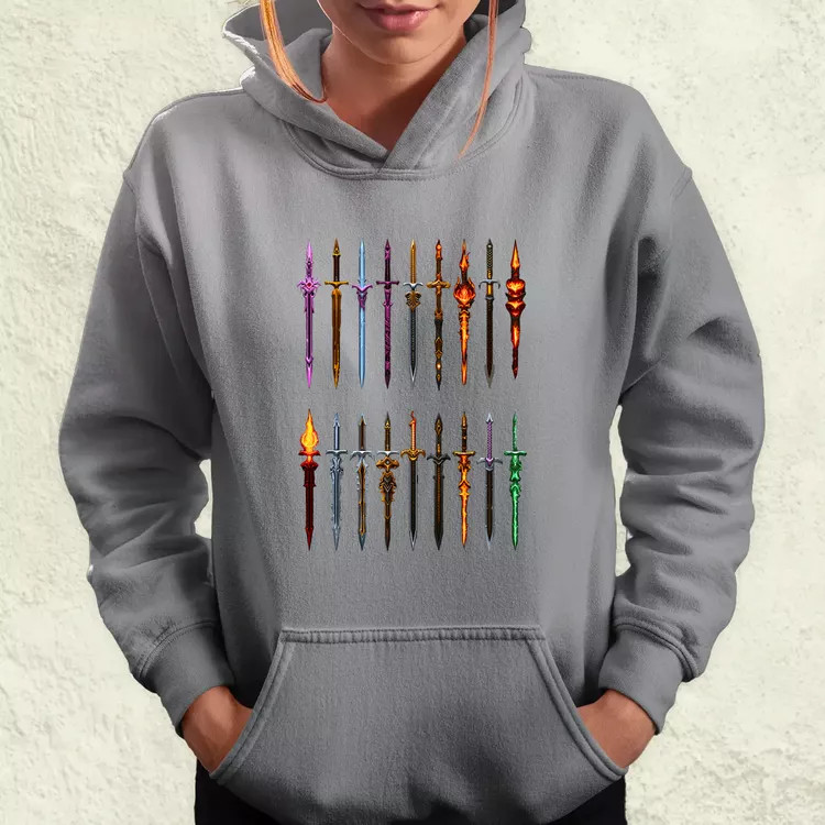 Pixelart kardok női pulóver