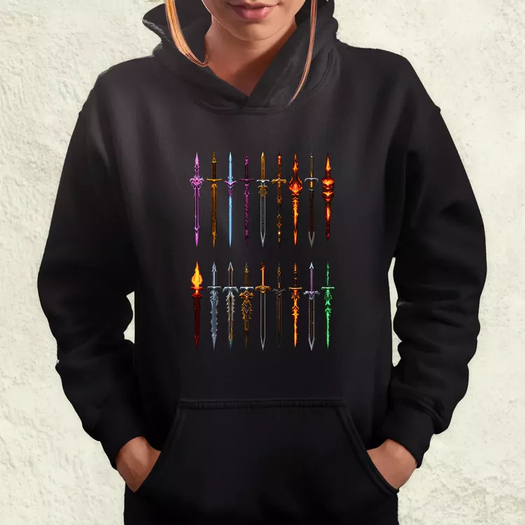 Pixelart kardok női pulóver