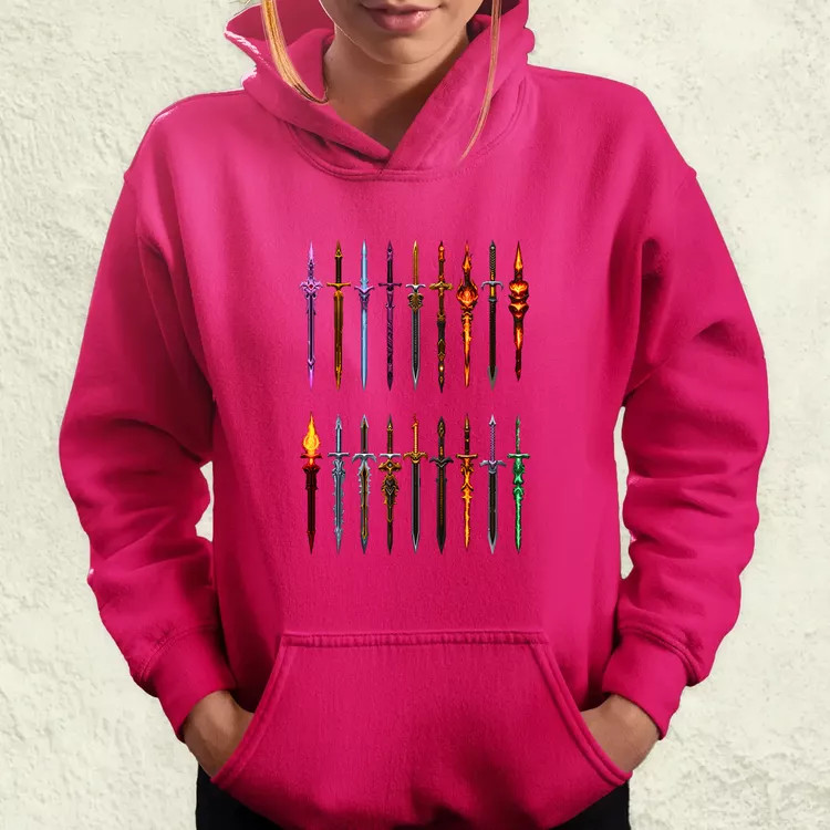 Pixelart kardok női pulóver
