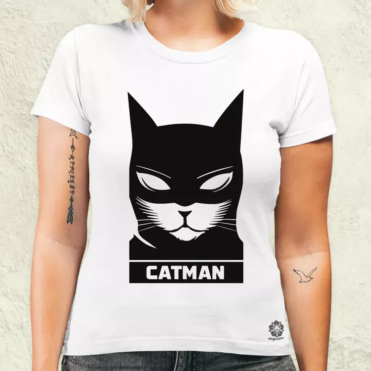 Catman fekete női póló