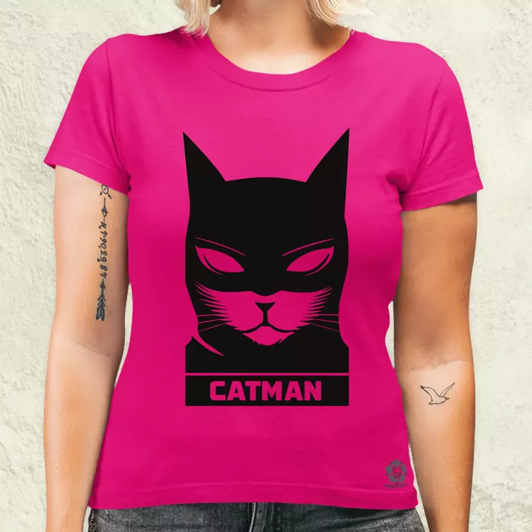 Catman fekete női póló