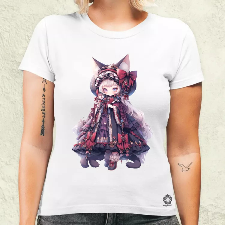 Chibi macskalány v4 női póló