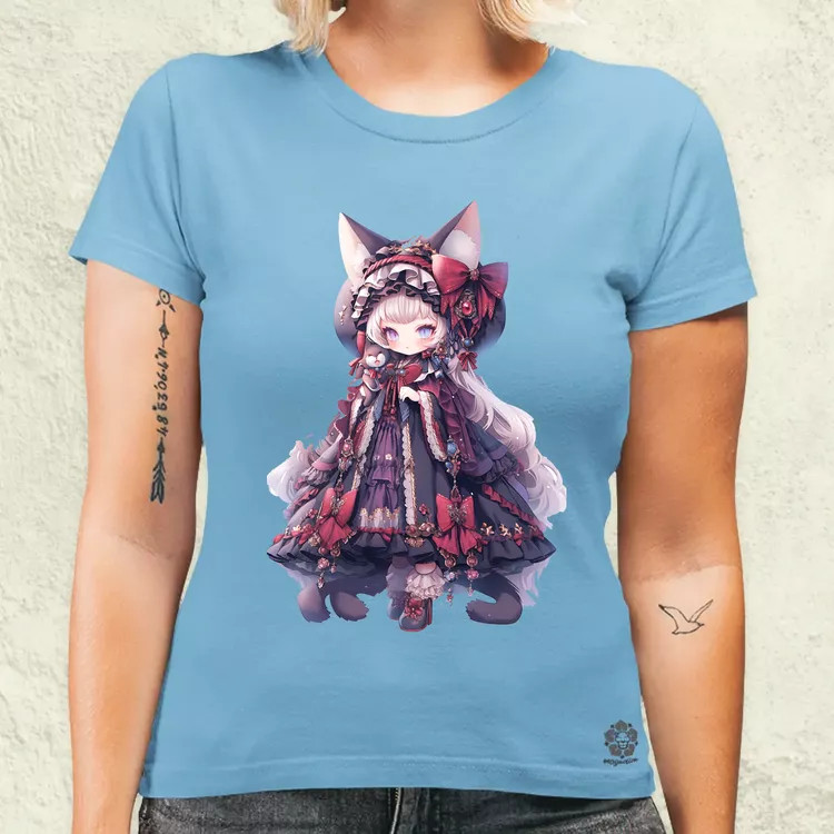 Chibi macskalány v4 női póló