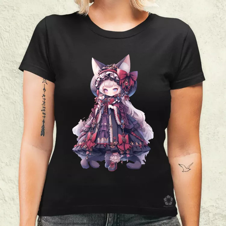 Chibi macskalány v4 női póló