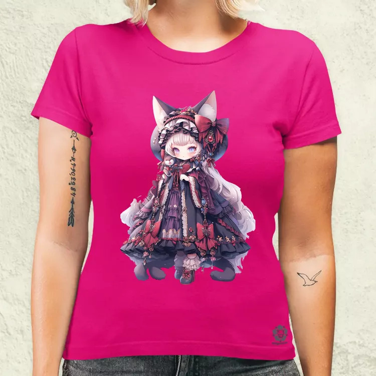 Chibi macskalány v4 női póló
