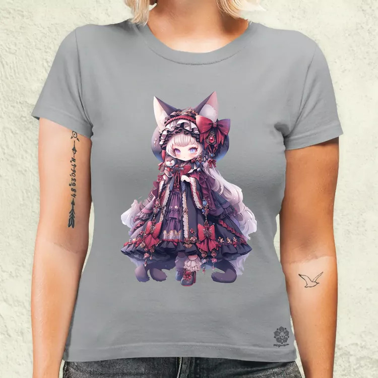 Chibi macskalány v4 női póló