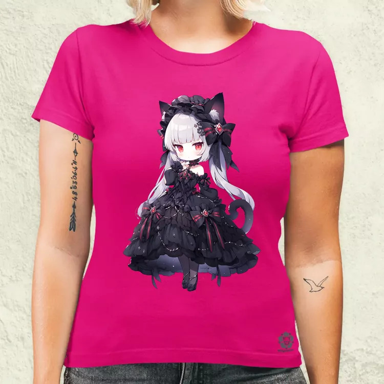 Chibi macskalány v8 női póló