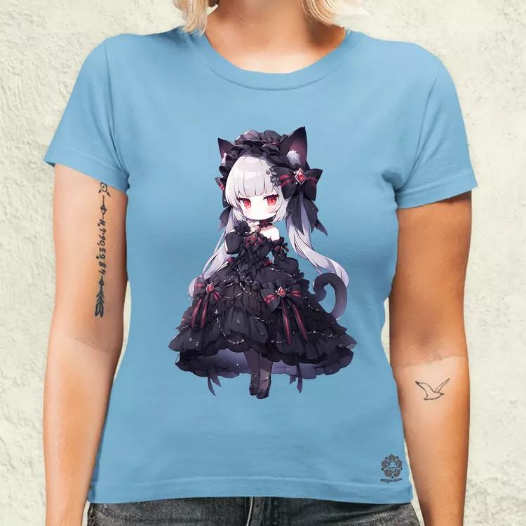 Chibi macskalány v8 női póló