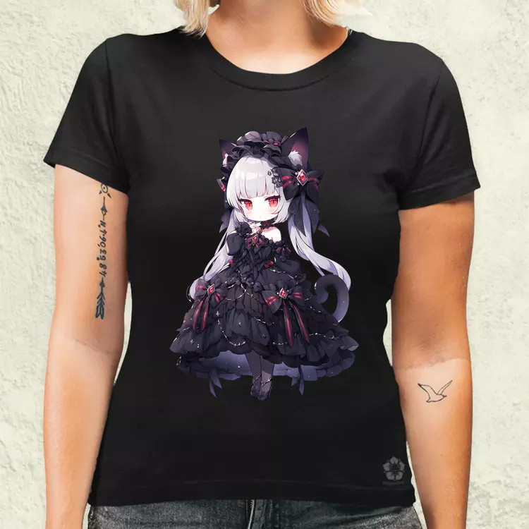 Chibi macskalány v8 női póló