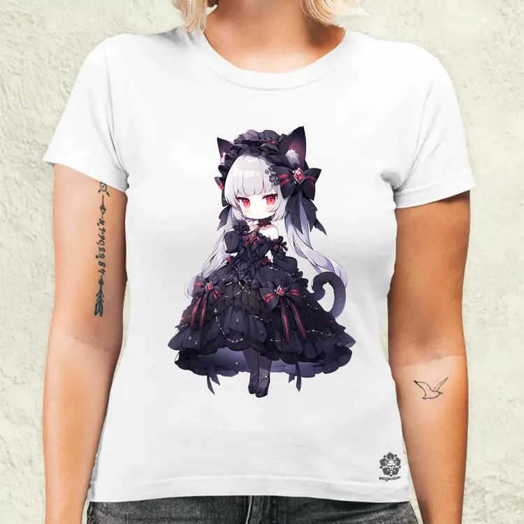 Chibi macskalány v8 női póló