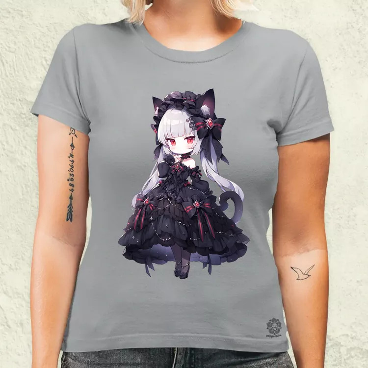 Chibi macskalány v8 női póló