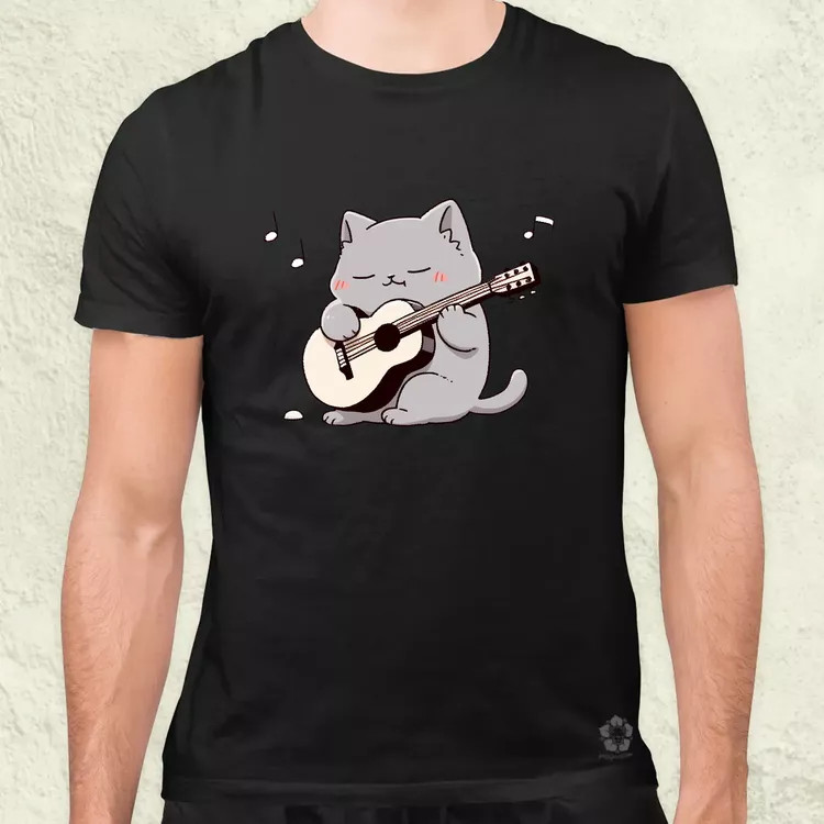 Cica gitározik v4 férfi póló