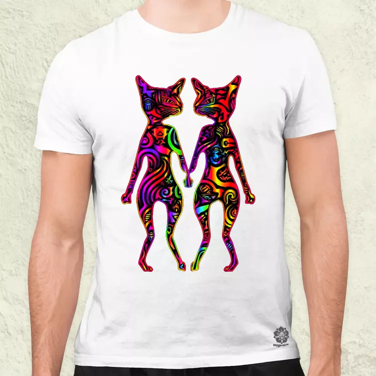 DMT művészet cicák v2 férfi póló