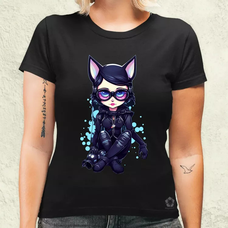 Kawaii macskalány v1 női póló