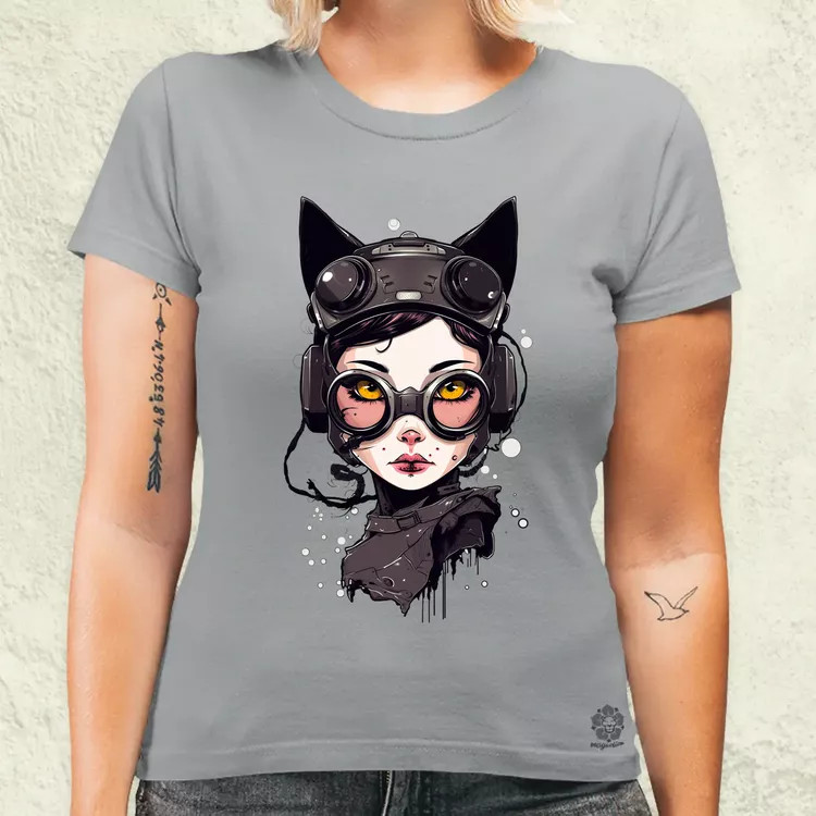 Kawaii macskalány v4 női póló