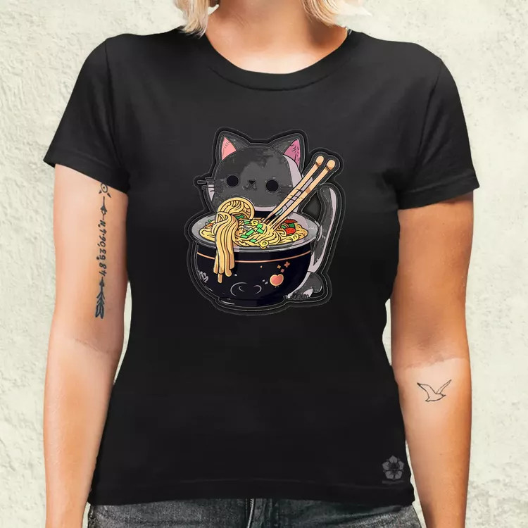 Kawaii rámen cica v3 női póló