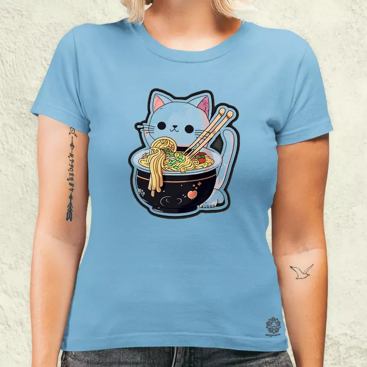 Kawaii rámen cica v3 női póló