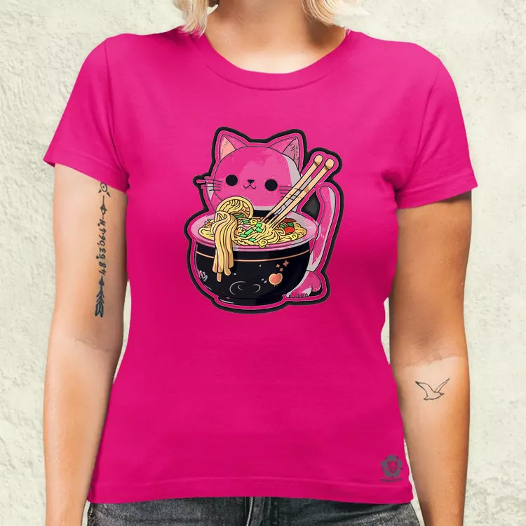 Kawaii rámen cica v3 női póló