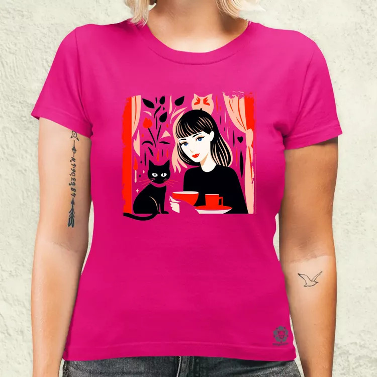 Lány és kávé v1 női póló