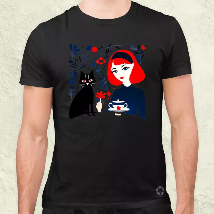 Lány és kávé v4 férfi póló