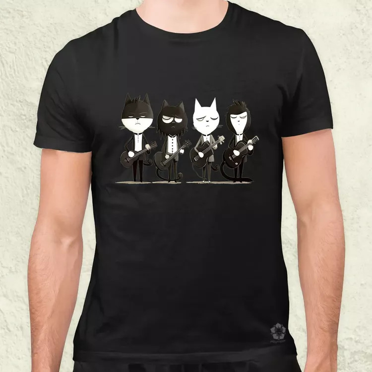 Macska Beatles v2 férfi póló