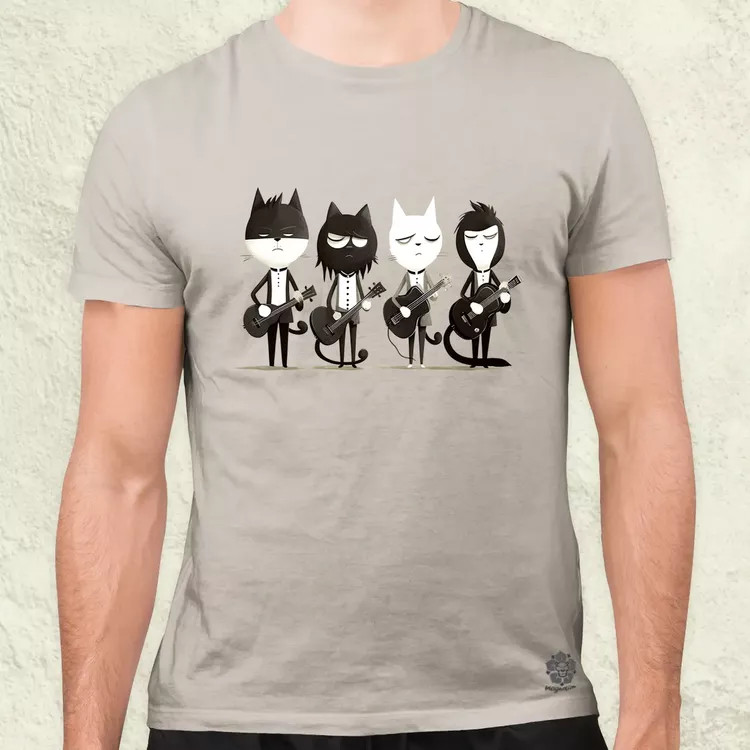 Macska Beatles v2 férfi póló