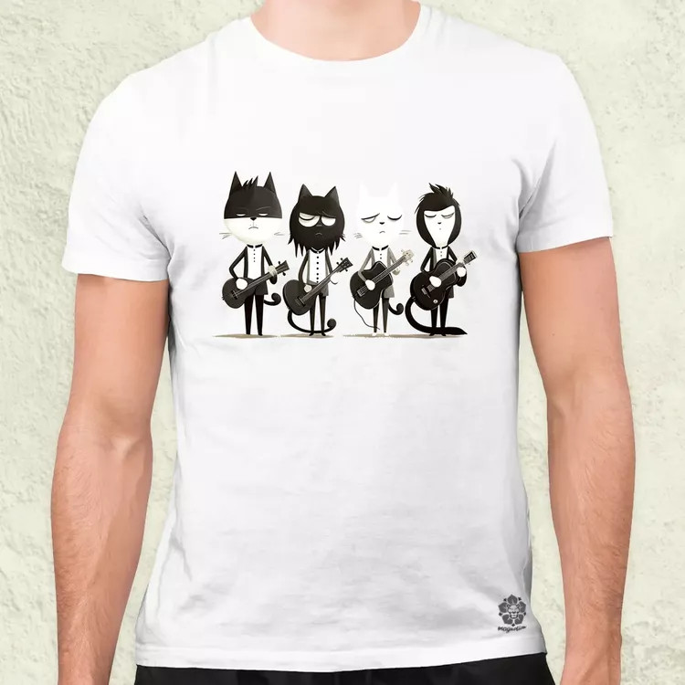 Macska Beatles v2 férfi póló