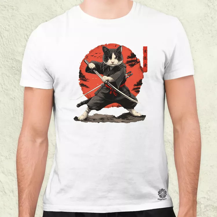 Ninja macska v2 férfi póló