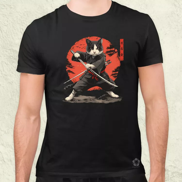 Ninja macska v2 férfi póló