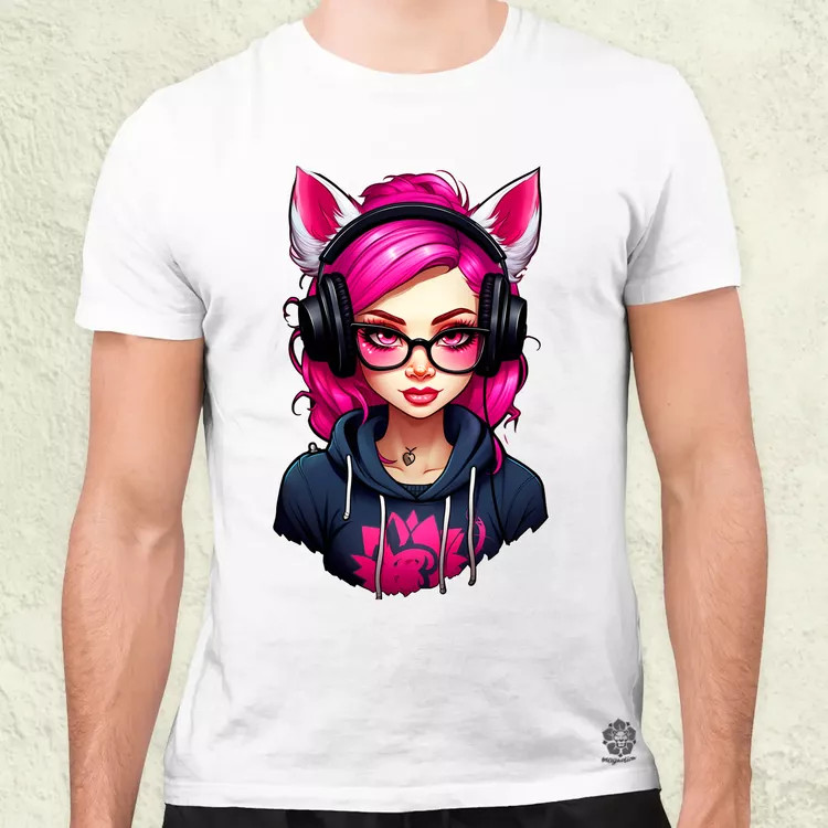 Pink gamer macskalány v2 férfi póló