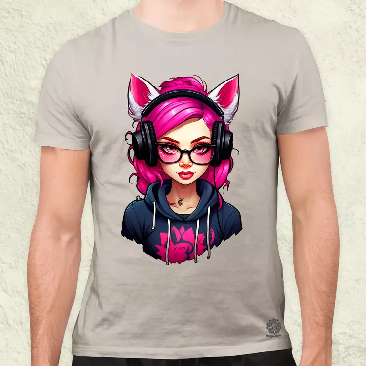 Pink gamer macskalány v2 férfi póló
